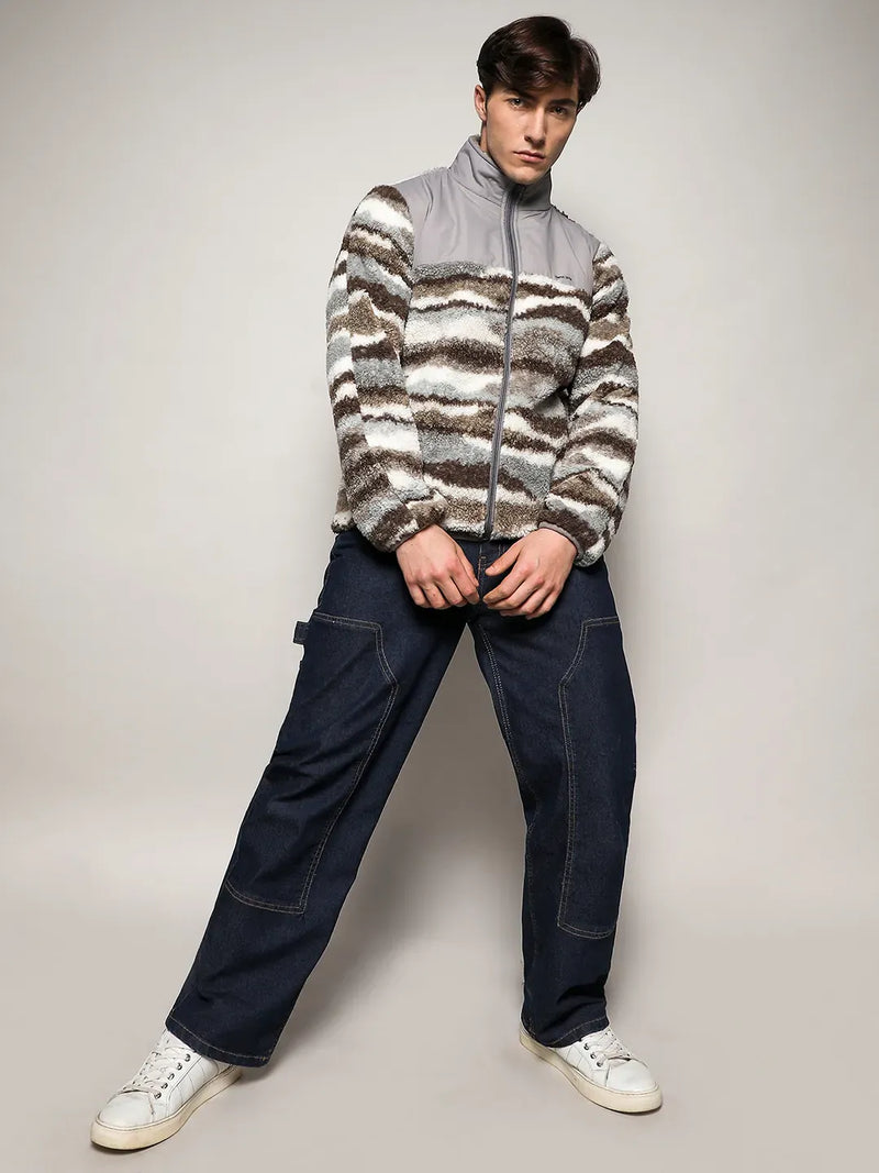 Camouflage Sherpa Zip-Front Jacket
