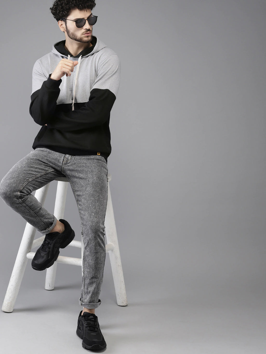 Pullover Hoodie With Ribbed Hem