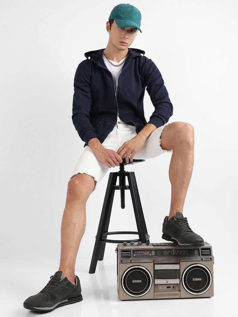 Zip-Front Hoodie With Contrast Drawstring