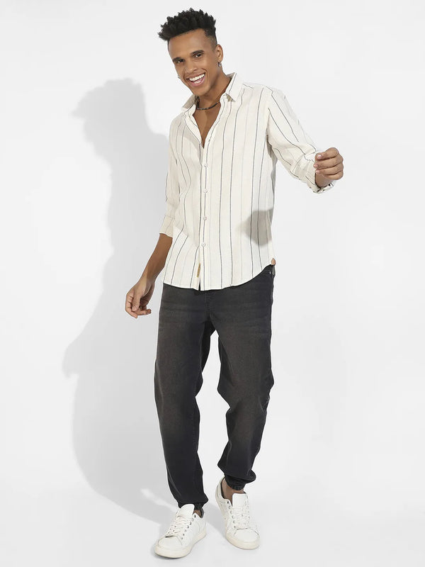 Contrast Pinstriped Shirt