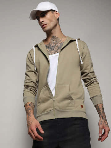 Zip-Front Hoodie With Contrast Drawstring