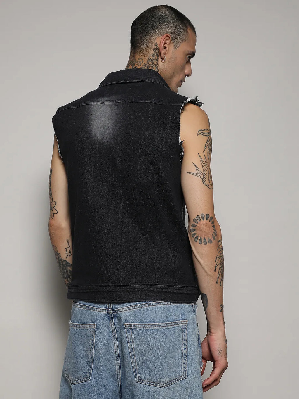 Dark-Wash Denim Jacket With Flap Pocket
