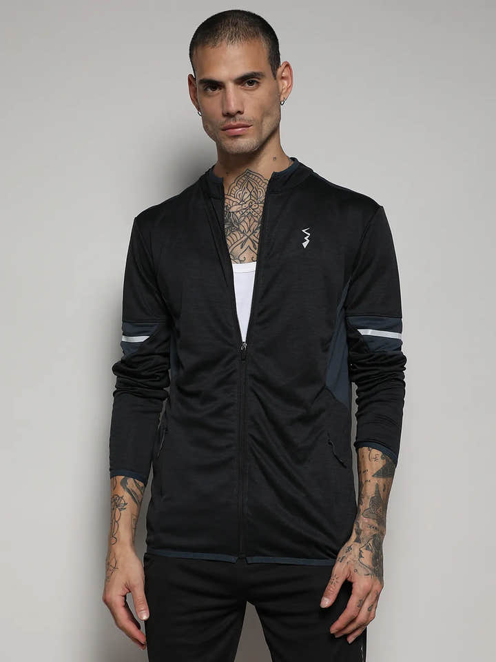Heathered Activewear Jacket With Contrast Detail