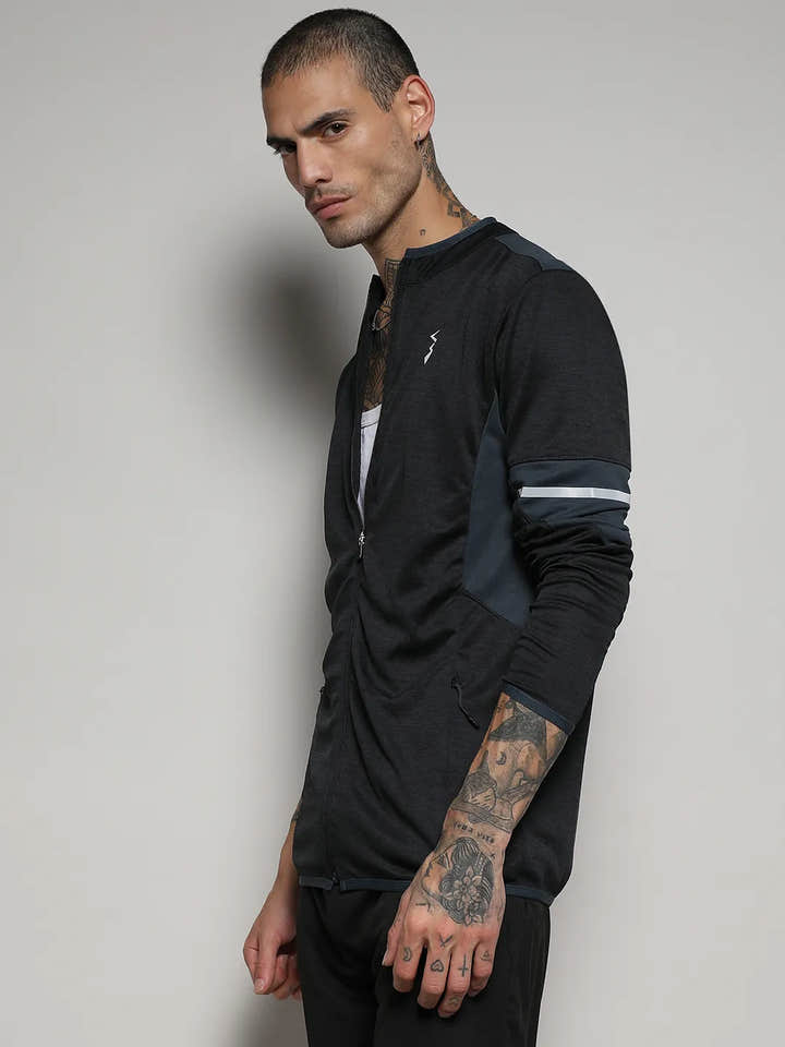 Heathered Activewear Jacket With Contrast Detail