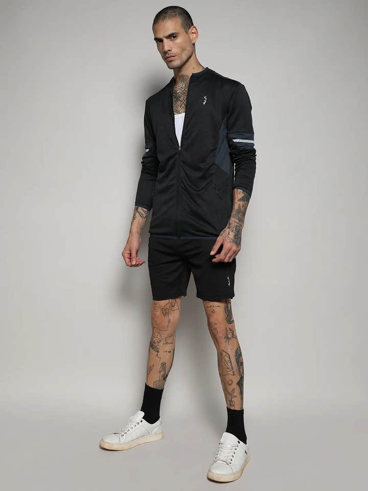 Heathered Activewear Jacket With Contrast Detail