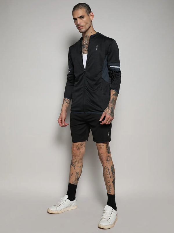 Heathered Activewear Jacket With Contrast Detail