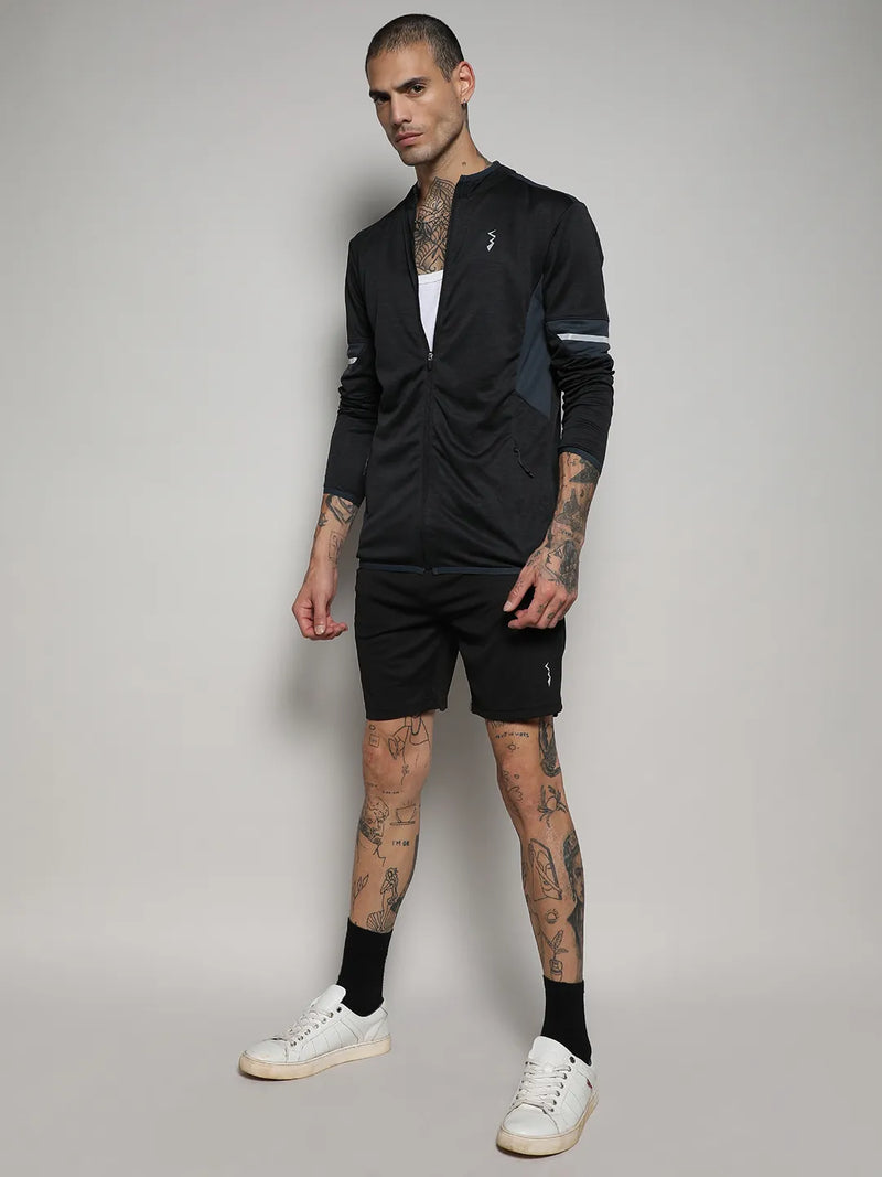 Heathered Activewear Jacket With Contrast Detail