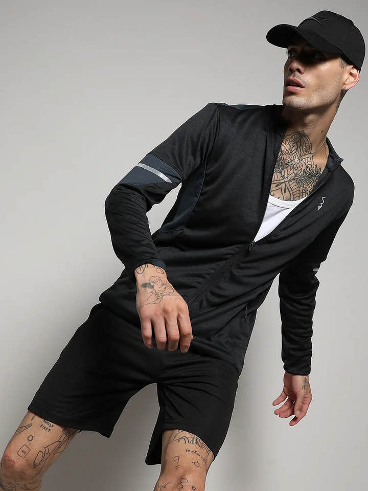 Heathered Activewear Jacket With Contrast Detail