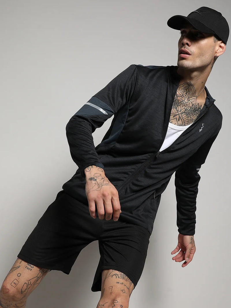 Heathered Activewear Jacket With Contrast Detail
