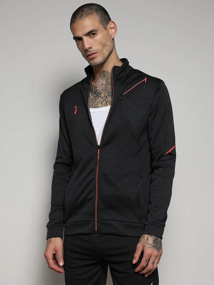 Heathered Activewear Jacket With Reflective Detail