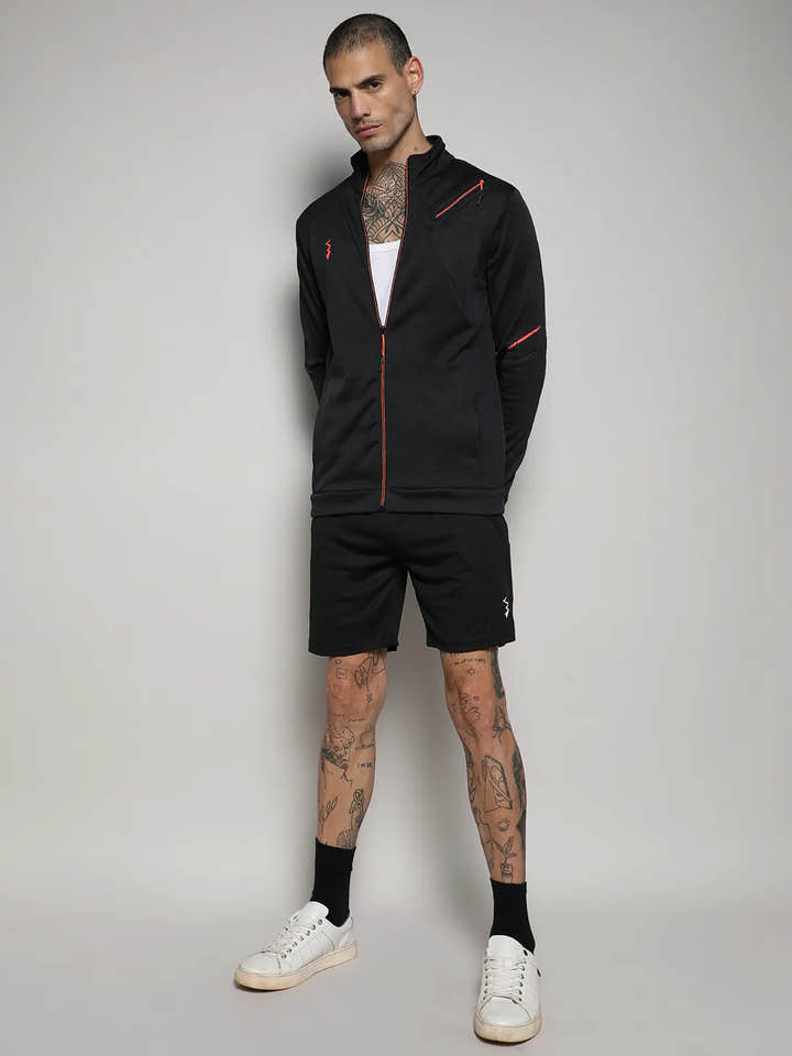 Heathered Activewear Jacket With Reflective Detail