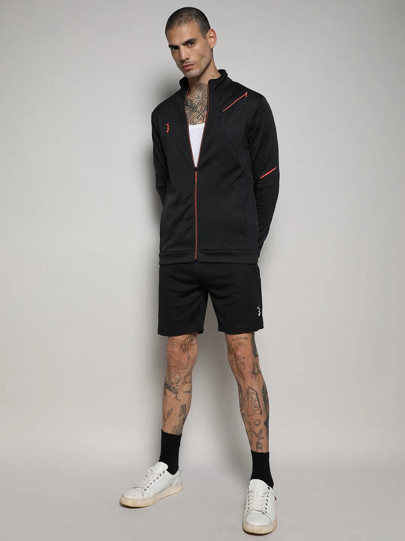 Heathered Activewear Jacket With Reflective Detail