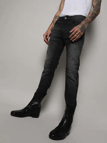 Minimal Side Distressed Denim Jeans
