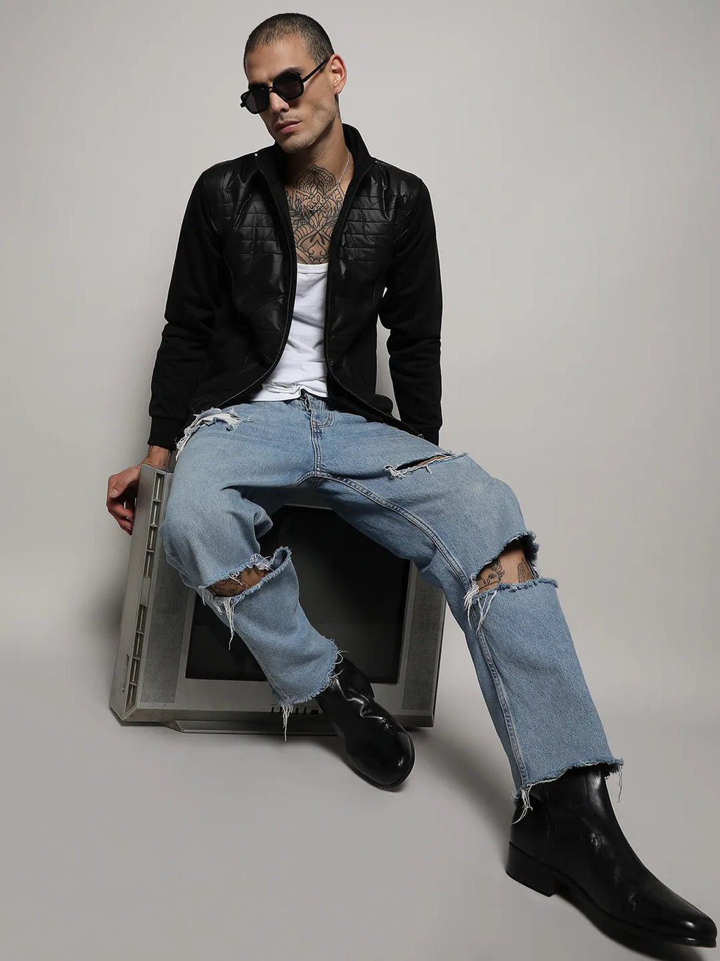 Zip-Front Jacket With Quilted Detail