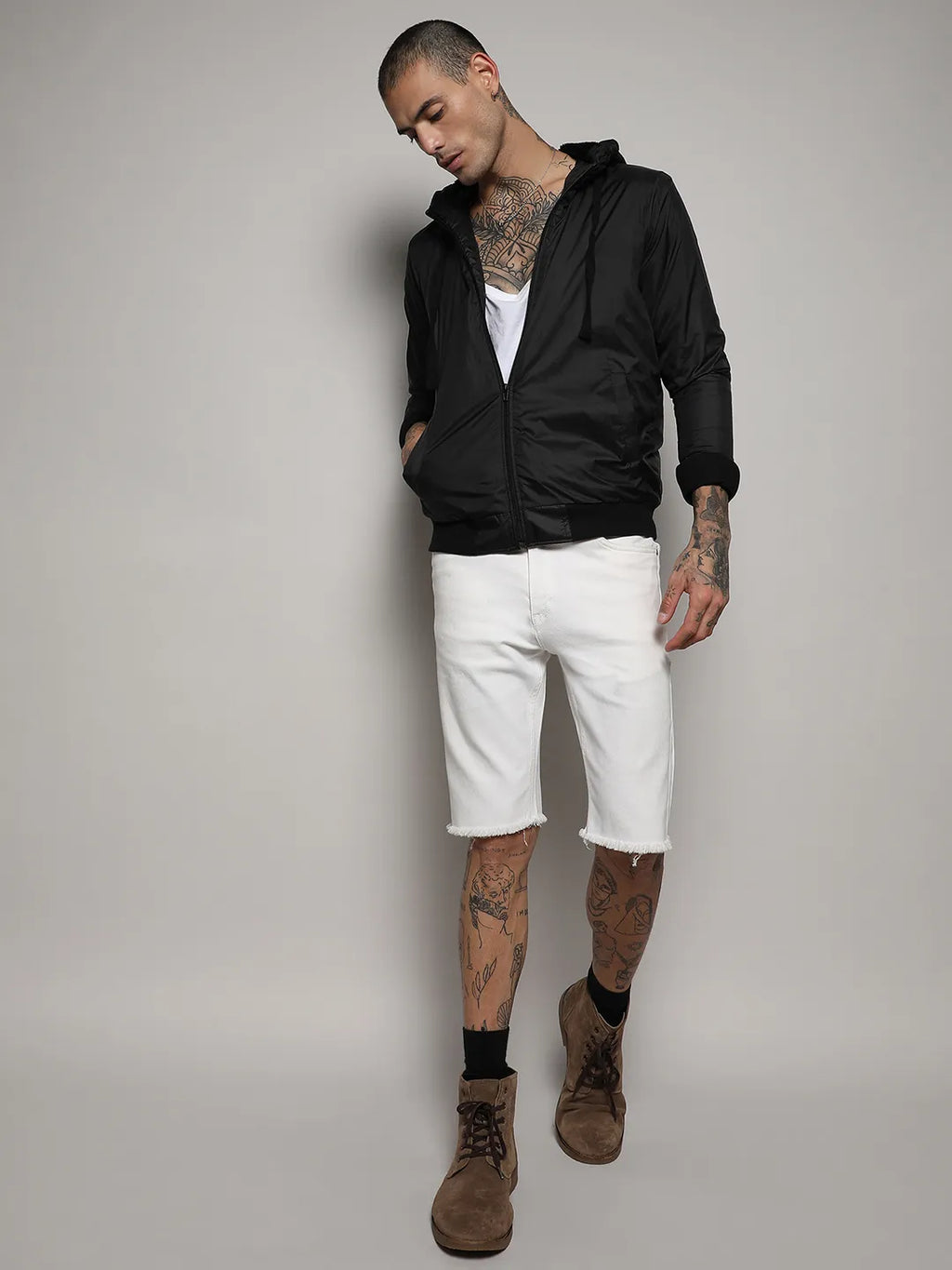 Zip-Front Jacket With Ribbed Hem