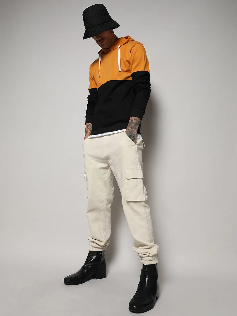 Pullover Hoodie With Ribbed Hem