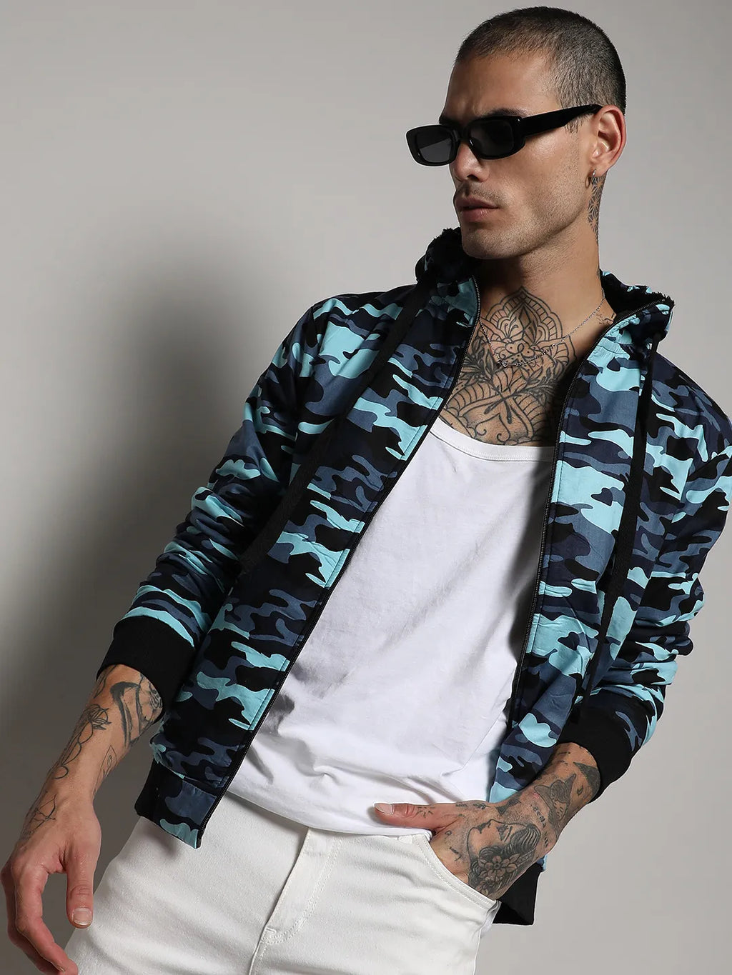 Camouflage Hoodie With Insert Pocket