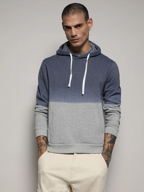 Pullover Ombre Sweatshirt With Ribbed Hem