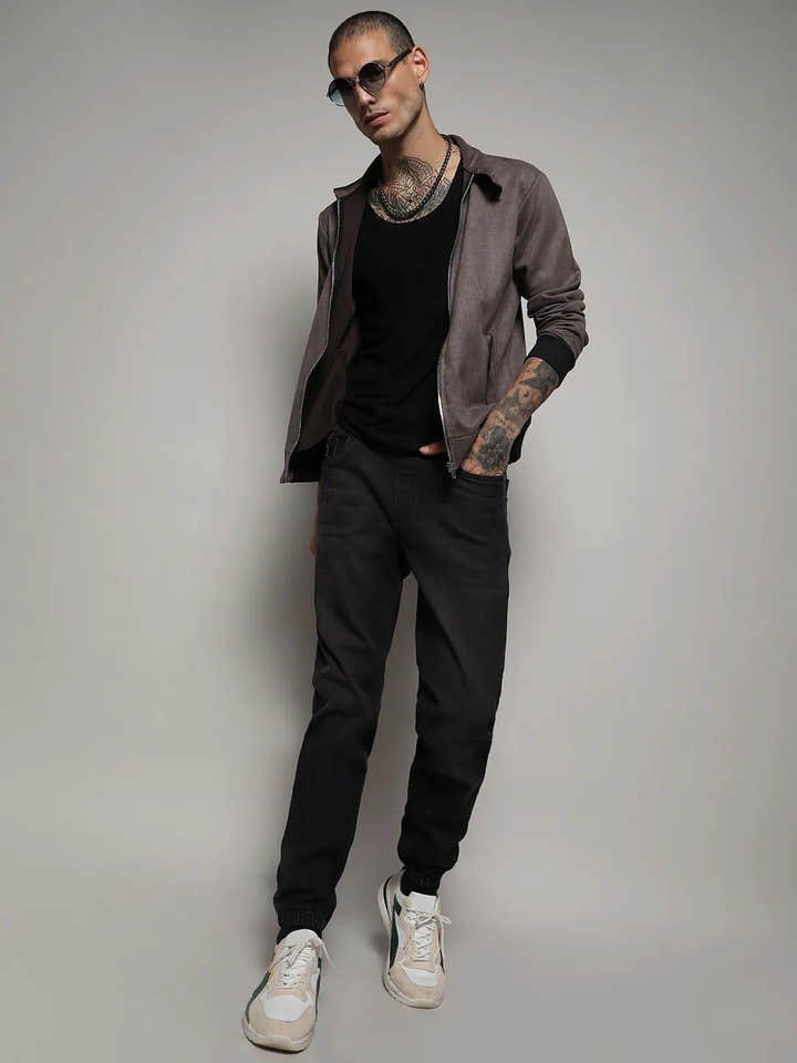 Zip-Front Jacket With Ribbed Hem