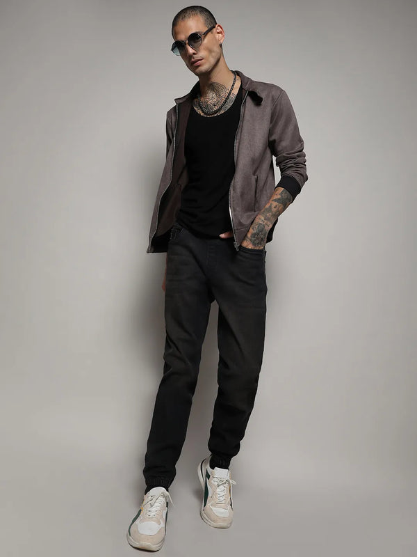 Zip-Front Jacket With Ribbed Hem