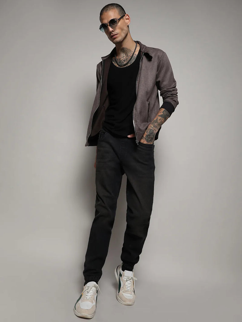 Zip-Front Jacket With Ribbed Hem
