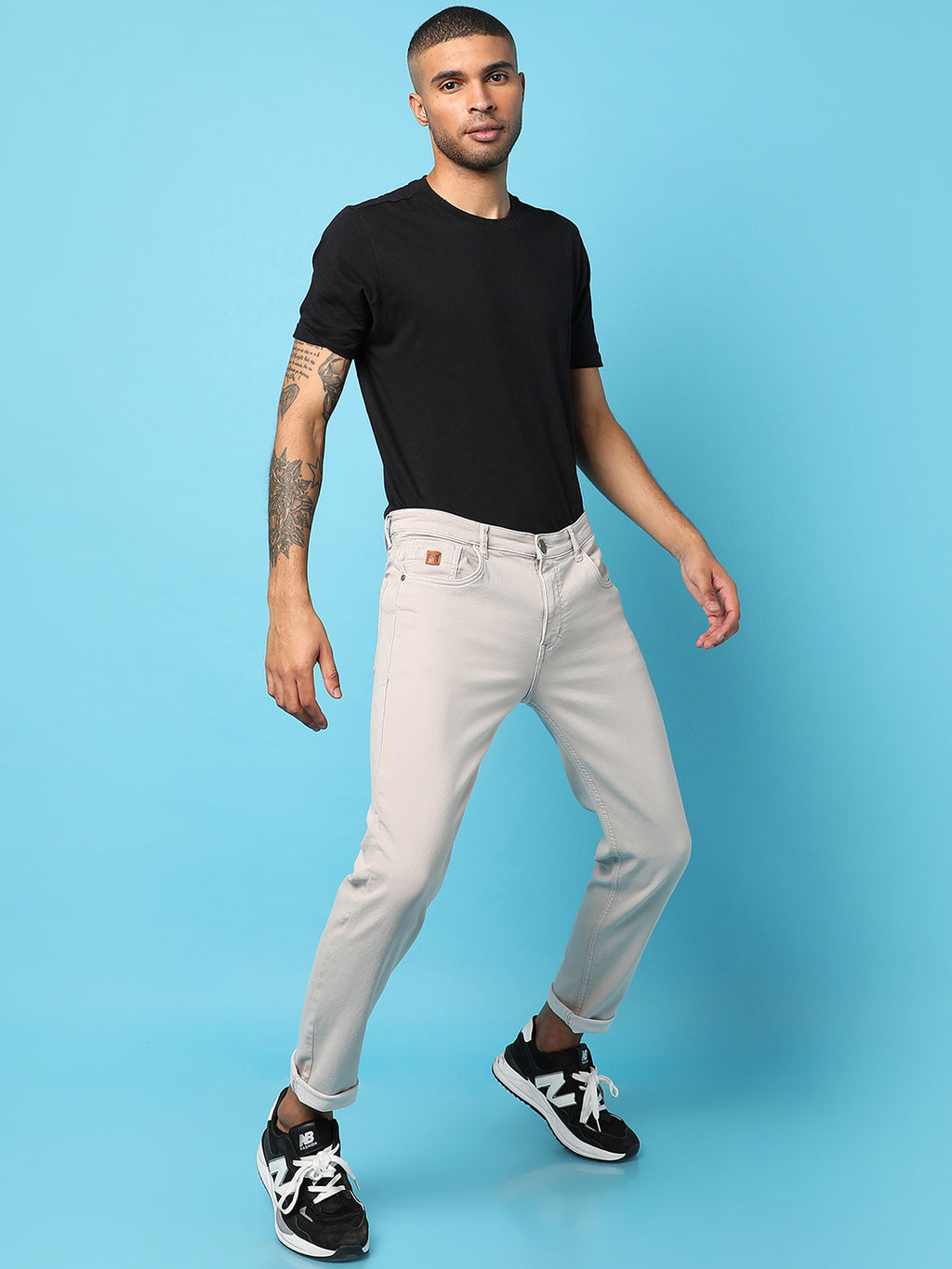Rolled Hem Denim Jeans