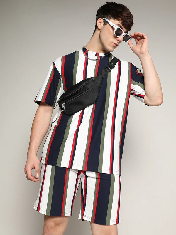 Oversized Unbalanced Striped Co-Ord Set