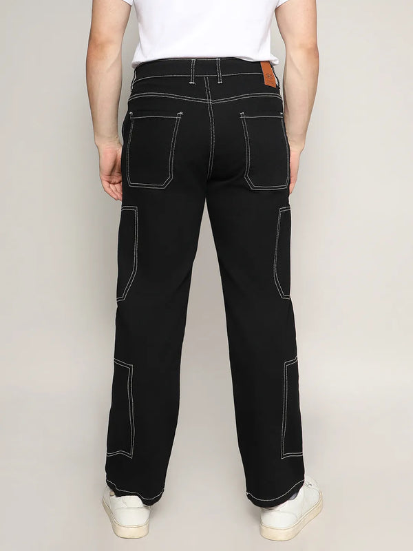 Contrast Stitched Denim Jeans