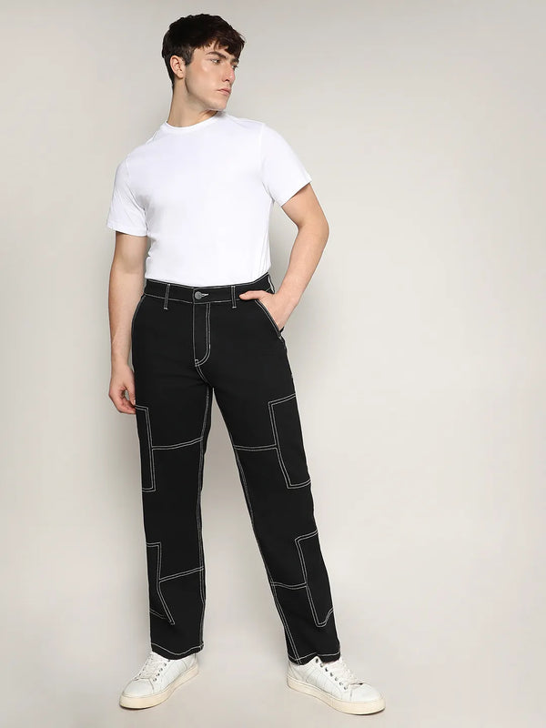 Contrast Stitched Denim Jeans