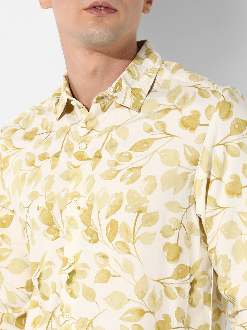 Artistic Foliage Print Shirt