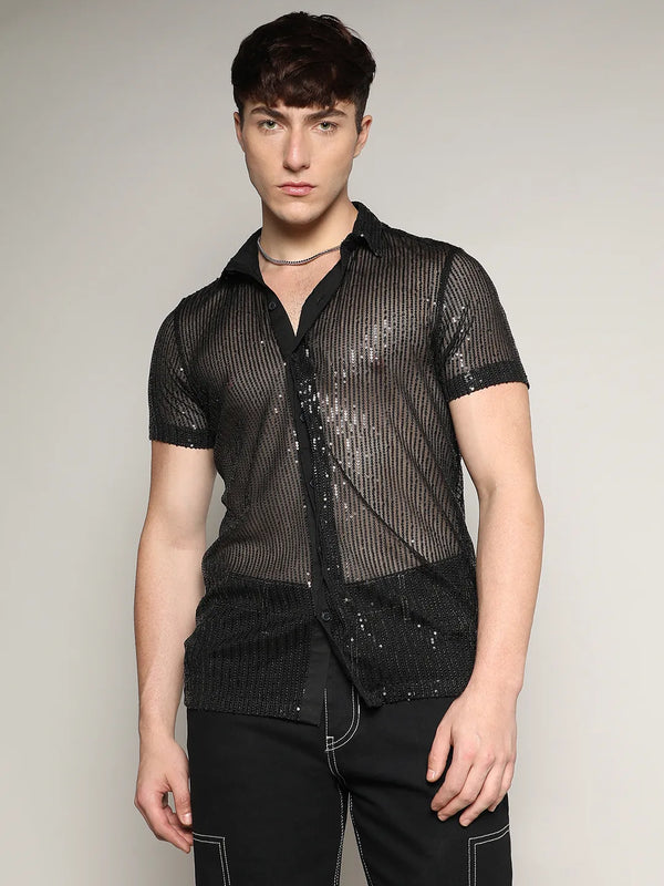 Sheer Sequin Shirt
