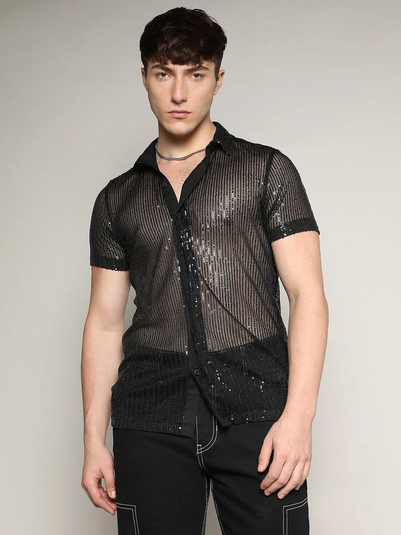 Sheer Sequin Shirt