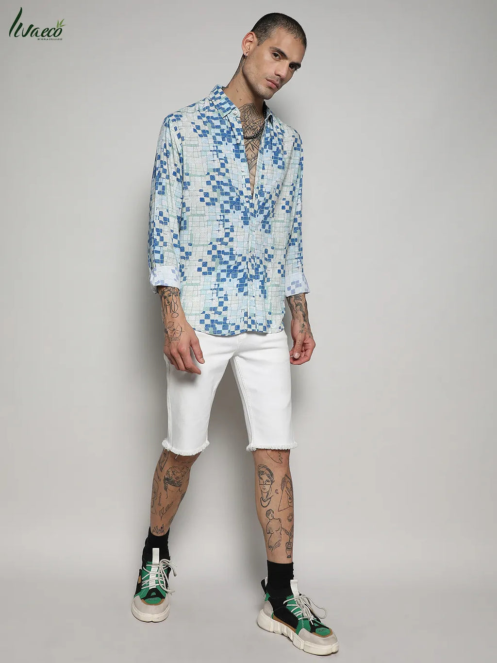 Ecoliva Geometric Lined Shirt