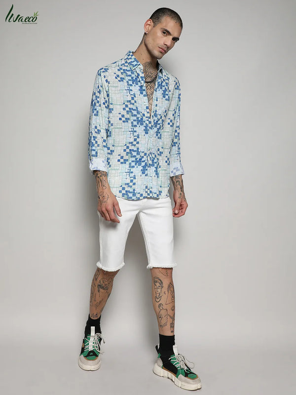 Ecoliva Geometric Lined Shirt