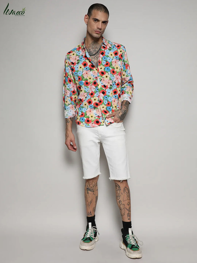 Ecoliva Artistic Botanical Cluster Shirt
