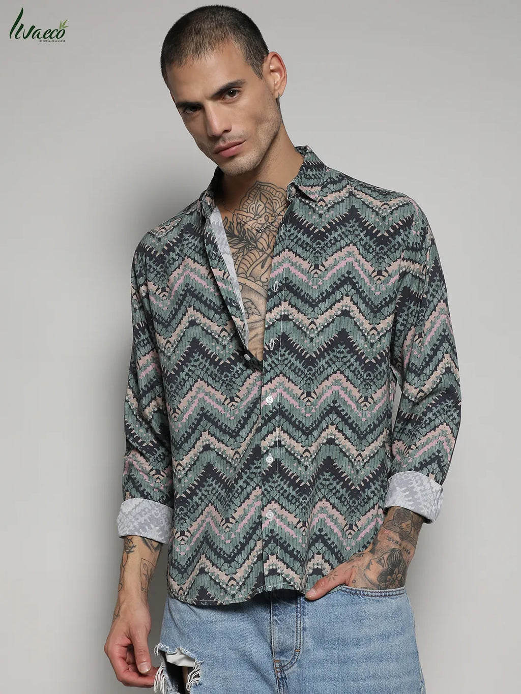 Ecoliva Abstract Zig Zag Shirt