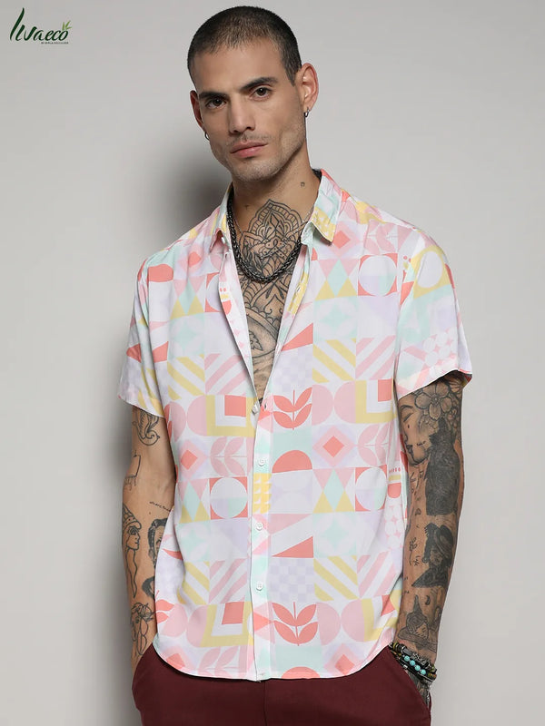 Ecoliva Geometric Floral Block Shirt