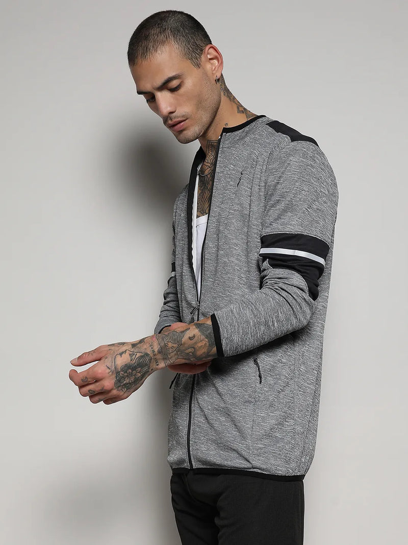 Heathered Activewear Jacket With Contrast Detail