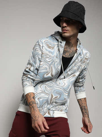 Contrast Fluid Zip Front Hoodie