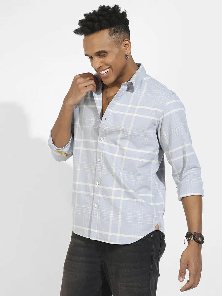 Contrast Tartan Plaid Shirt