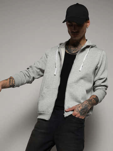 Zip-Front Hoodie With Contrast Drawstring