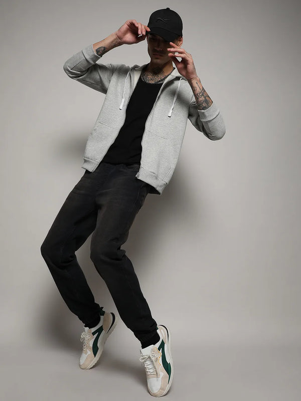 Zip-Front Hoodie With Contrast Drawstring