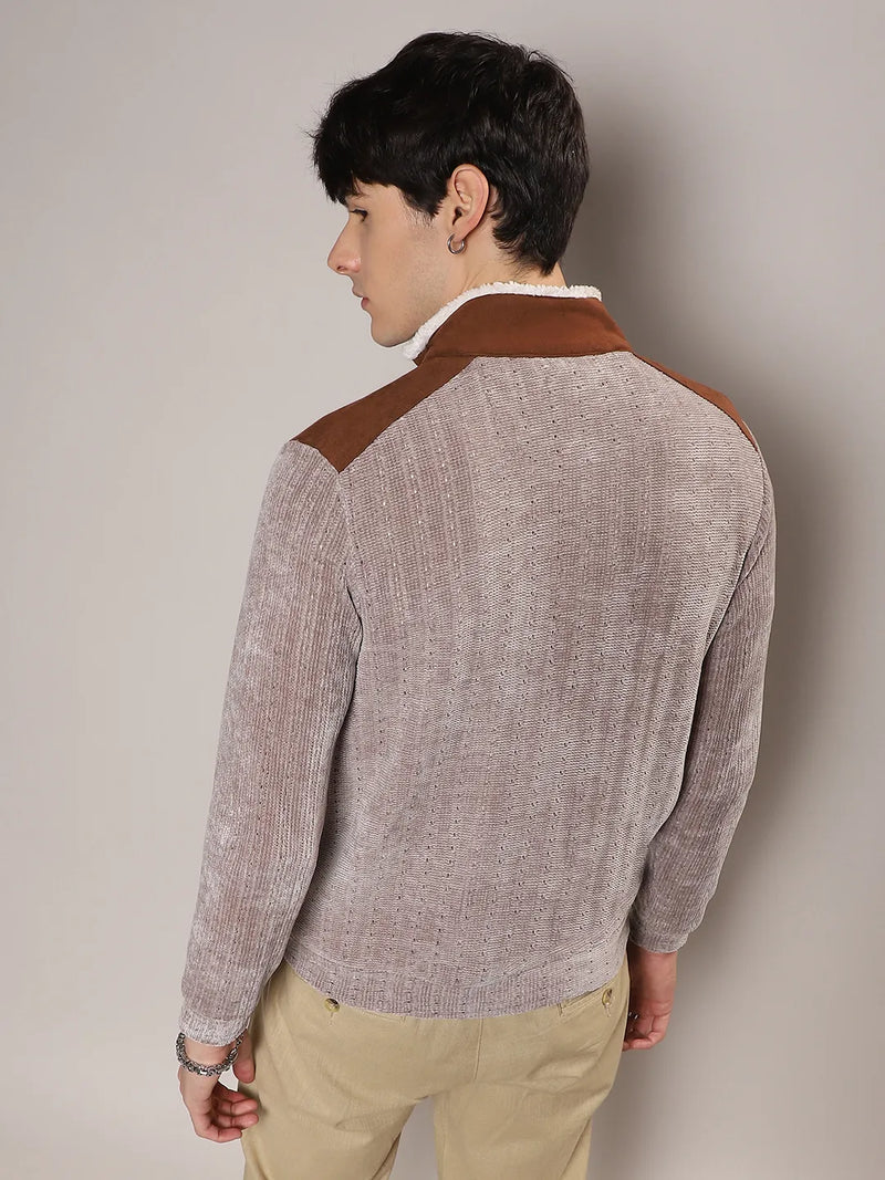 Zip-Front Cable Knit Jacket