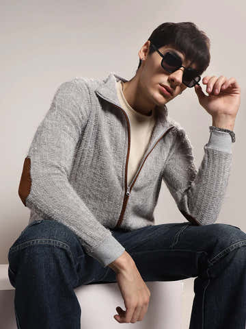 Self-Design Striped Knitted Jacket