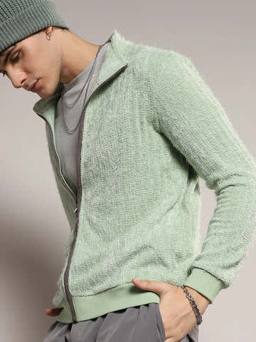 Self-Design Striped Knitted Jacket