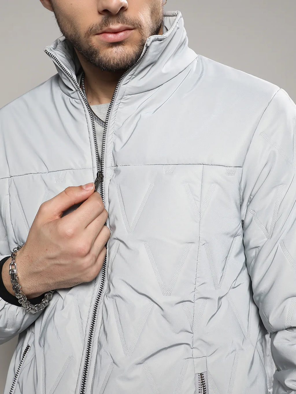 Moon Grey Parachute Puffer Jacket