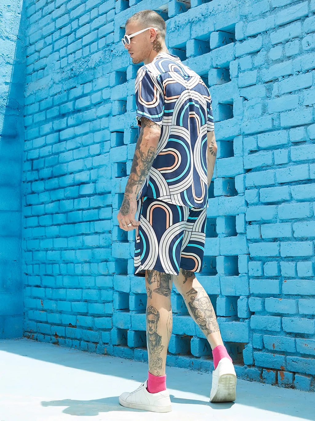Navy Blue Contrast Print Co-Ord Set