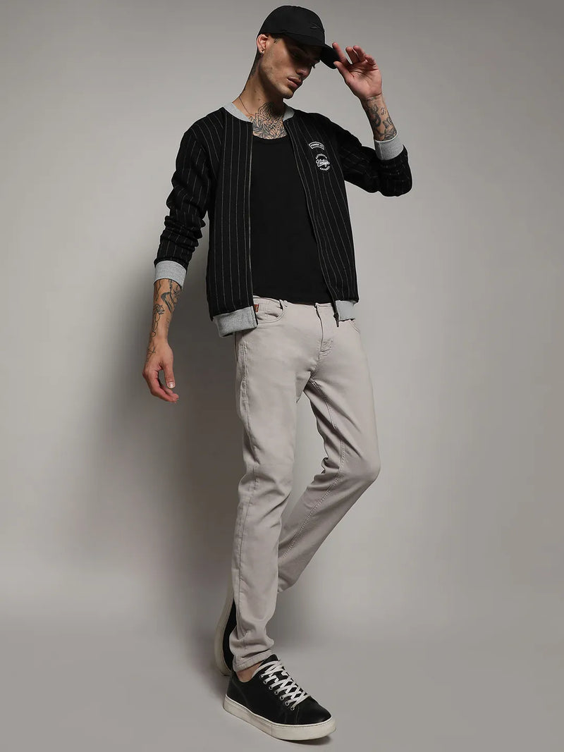 Pinstriped Jacket With Contrast Hem