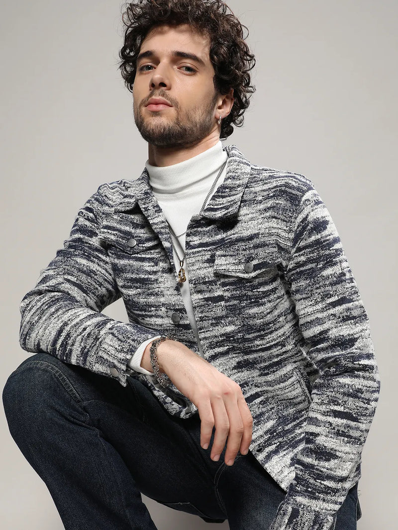 Contrast Heathered Denim Jacket
