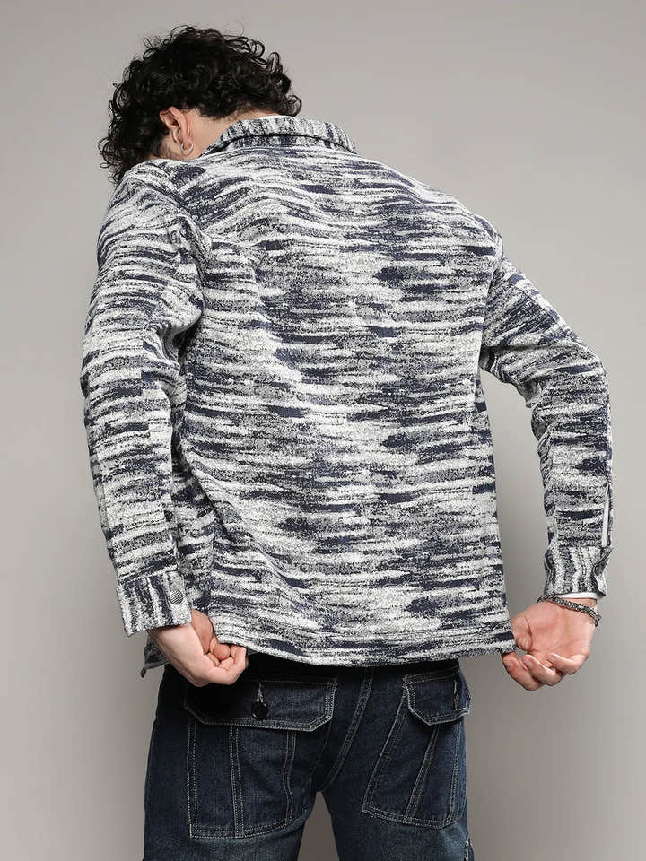 Contrast Heathered Denim Jacket